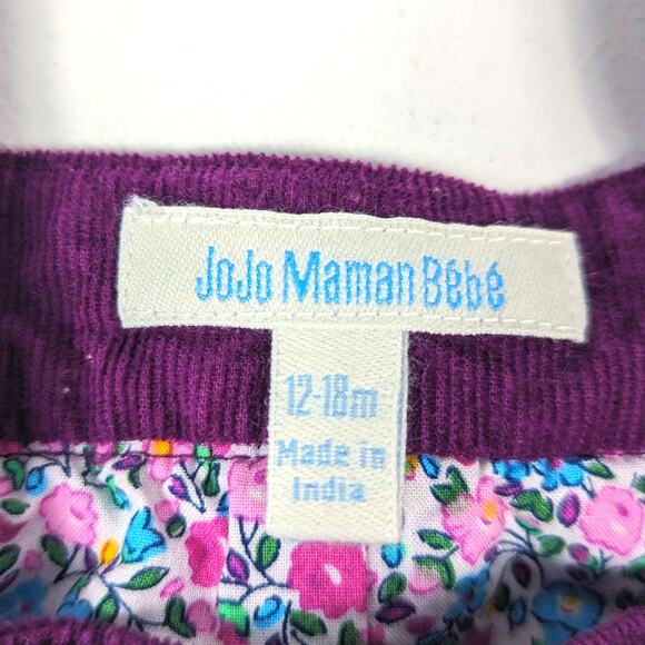 Jojo Maman Bebe Overalls Baby Girls Sz 12-18m Purple Corduroy Dungarees - Picture 5 of 5